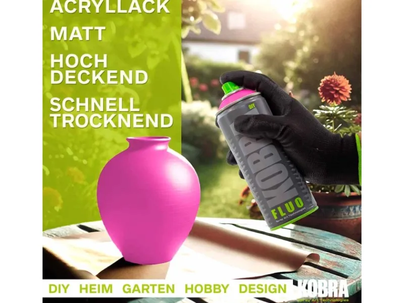 Sprühlacke|Buntlacke^Kobra DIY Fluo Buntlack Spray 400ml Flour Neon Matt