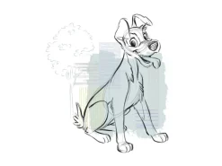 Komar Wandbild Disney Lady and the Tramp Hello Tramp 40 cm x 50 cm Blau