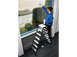 Krause Klapptritte^Doppelleiter SePro D 2 x 7 Stufen 150 cm x 53 cm x 136 cm Eloxiert