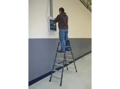 Krause Klapptritte^Doppelleiter SePro D 2 x 7 Stufen 150 cm x 53 cm x 136 cm Eloxiert