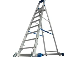 Krause Klapptritte^Stehleiter Stabilo mit Traversen Fahrbar 8 Stufen 250 cm x 98 cm x 160 cm