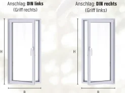 Kunststoff-Fenster 2-Fach Verglasung Weiß BxH 110 cm x 125 cm Anschlag Rechts