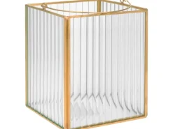 Laterne Modern Antique 17 cm x 14 cm x 14 cm Transparent-Gold