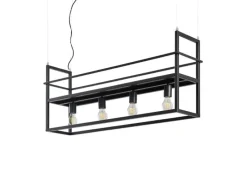 Lindby Pendelleuchte Grisela 9626896 Modern in Schwarz aus Metall 4-flammig E27 Wohnzimmerleuchte