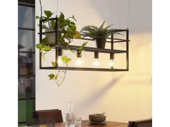 Lindby Pendelleuchte Grisela 9626896 Modern in Schwarz aus Metall 4-flammig E27 Wohnzimmerleuchte