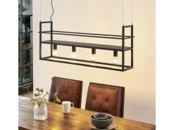 Lindby Pendelleuchte Grisela 9626896 Modern in Schwarz aus Metall 4-flammig E27 Wohnzimmerleuchte
