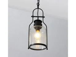 Lindby Laternen^Pendelleuchte Laterne Rozalie 9624814 Retro Vintage Antik in Schwarz aus Metall 1-flammig E27 Flurleuchte