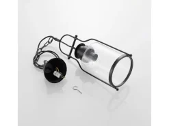 Lindby Laternen^Pendelleuchte Laterne Rozalie 9624814 Retro Vintage Antik in Schwarz aus Metall 1-flammig E27 Flurleuchte