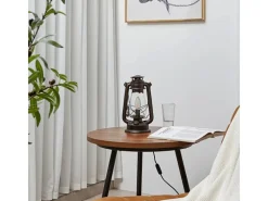 Lindby Laternen^Tischlampe Laterne Raisa 9624812 Retro Vintage Antik in Braun aus Metall 1-flammig E14 Wohnzimmerleuchte