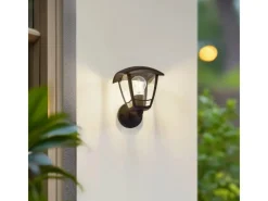 Lindby Laternen^Wandleuchte Außen Laterne Isidoro 10025889 Spritzwassergeschützt Modern in Schwarz 1-flammig E27