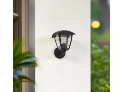 Lindby Laternen^Wandleuchte Außen Laterne Isidoro 10025889 Spritzwassergeschützt Modern in Schwarz 1-flammig E27