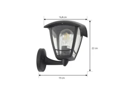 Lindby Laternen^Wandleuchte Außen Laterne Isidoro 10025889 Spritzwassergeschützt Modern in Schwarz 1-flammig E27