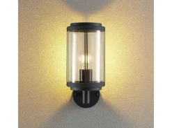 Lindby Laternen^Wandleuchte Außen Laterne Ojali 9926007 Spritzwassergeschützt Modern in Schwarz aus Aluminium 1-flammig E27