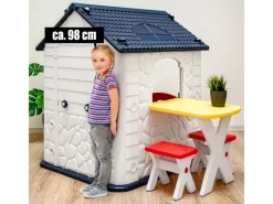 LittleTom Garten-Kinderspielhaus mit Tisch und zwei Stühlen