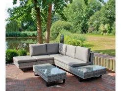 Garden Pleasure Sofas^Lounge-Eckgruppe Cadiz 3-teilig Grau