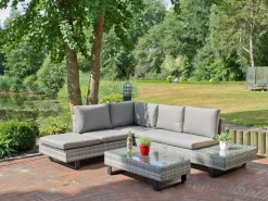 Garden Pleasure Sofas^Lounge-Eckgruppe Cadiz 3-teilig Grau