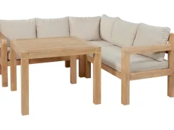 Kissen^Lounge-Set mit Esstisch Morenci 4-teilig aus Akazienholz FSC®