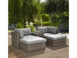 Lounge-Set Olea 5-teilig aus Polyrattan Sand