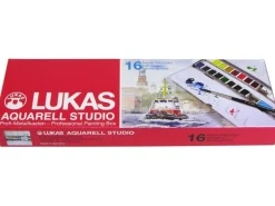 Lukas Aquarell Studio Aquarellfarben-Set 16 x 1/2-Näpfchen und Pinsel