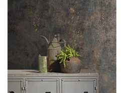 Marburg Dekorative Tapeten^Vliestapete in Leicht Glänzender Betonoptik Uni Schwarz-Kupfer FSC®