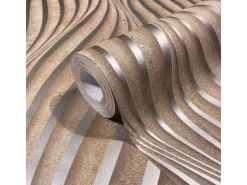 Marburg Dekorative Tapeten^Vliestapete mit Geschwungenen Glänzenden Streifen Muster Braun FSC®
