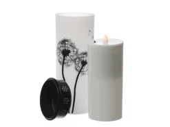 MARELIDA LED Grablichter Grabkerzen Pusteblume Friedhof Trauer Gedenklicht 21cm 2er Set