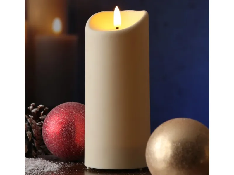 MARELIDA LED Kerze Für Außen Garten Balkon Flackernd Timer H 17,5cm D 7,5cm Creme