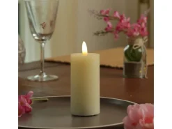 MARELIDA LED Kerze LINA Rustik Optik Echtwachs Flackernde 3D Flamme Timer H 12,5cm Creme