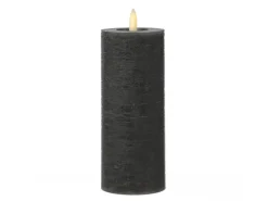 MARELIDA Kerzen^LED Kerze LINA Rustik Optik Echtwachs Stumpenkerze Flackernd Timer H 19cm Grau
