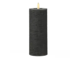 MARELIDA Kerzen^LED Kerze LINA Rustik Optik Echtwachs Stumpenkerze Flackernd Timer H 19cm Grau