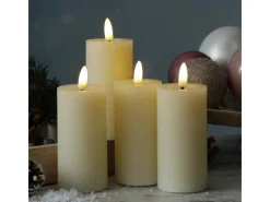 MARELIDA Kerzen^LED Kerzenset LINA Rustik Optik Für Adventskranz H 12,5cm Timer Creme 4er Set