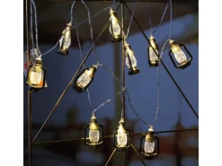 MARELIDA Laternen^LED Lichterkette Mini Laternen Dekogirlande 10 Schwarze Sturmlaternen L 1,8m