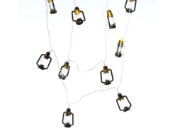 MARELIDA Laternen^LED Lichterkette Mini Laternen Dekogirlande 10 Schwarze Sturmlaternen L 1,8m