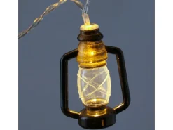 MARELIDA Laternen^LED Lichterkette Mini Laternen Dekogirlande 10 Schwarze Sturmlaternen L 1,8m