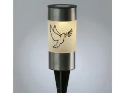 MARELIDA Kerzen^LED Solar Grablichter Grabkerzen Taube Erdspieß Grableuchte Gedenkkerze 2er Set