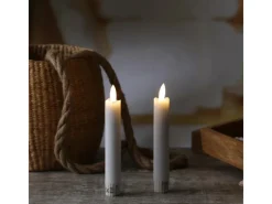 MARELIDA Kerzen^LED Stabkerzen Tafelkerzen Spitzkerzen Echtwachs Rustik Optik H 15cm Weiß 2St