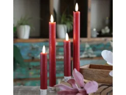 MARELIDA Kerzen^LED Stabkerzen Tafelkerzen Spitzkerzen Echtwachs Rustik Optik H 24,5cm Rot 2St