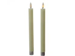 MARELIDA Kerzen^LED Stabkerzen Tafelkerzen Spitzkerzen Echtwachs Rustik Optik H 24cm Creme 2St