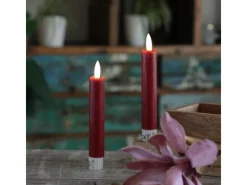 MARELIDA Kerzen^LED Stabkerzen Tafelkerzen Spitzkerzen Echtwachs Rustik Optik H 15cm Rot 2St