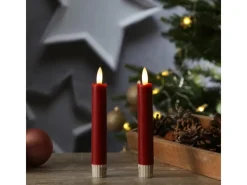 MARELIDA Kerzen^LED Stabkerzen Tafelkerzen Spitzkerzen Echtwachs Rustik Optik H 15cm Rot 2St