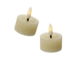 MARELIDA LED Teelichter Lina Rustik Optik Mit Batterien Echtwachs D 4,4cm Creme 2 Stück