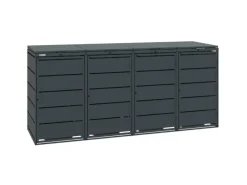 MBOX24 Classic Mülltonnenbox für 4 Mülltonnen (240L) aus Verzinktem Stahl 4er Metall Mülltonnenverkleidung in Anthrazit Robust & Wetterfest