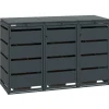 MBOX24 Classic Mülltonnenbox für 3 Mülltonnen (120L) aus Verzinktem Stahl 3er Metall Mülltonnenverkleidung in Anthrazit Robust & Wetterfest