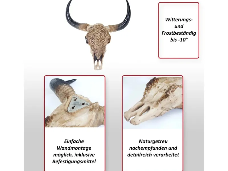 MCW Dekorative Figuren^Deko Schädel Longhorn