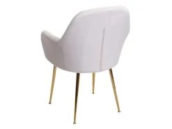 MCW Stühle^Esszimmerstuhl F18 6er-Set Samt Creme-Weiß Goldene Beine