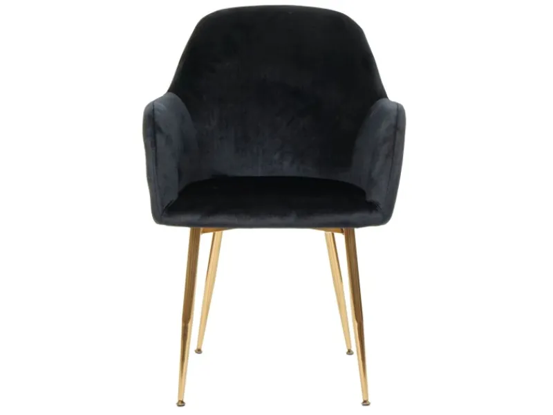 MCW Stühle^Esszimmerstuhl F18 6er-Set Samt Goldene Beine