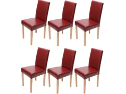 MCW Esszimmerstuhl Littau 6er-Set Leder Helle Beine