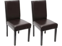 MCW Stühle^Esszimmerstuhl Littau 2er-Set Leder Dunkle Beine