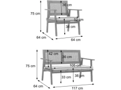 MCW Kissenbezüge^Garten-Garnitur MVG-N46 4-teilig Kissen Creme