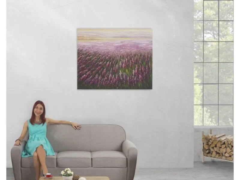 MCW Wanddekoration^Ölgemälde Blumenfeld Handgemalt